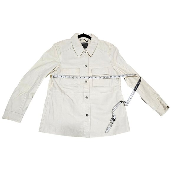 Muubaa Women's Eggshell Shacket Size M Leather Blend Size 12 - Picture 11 of 11